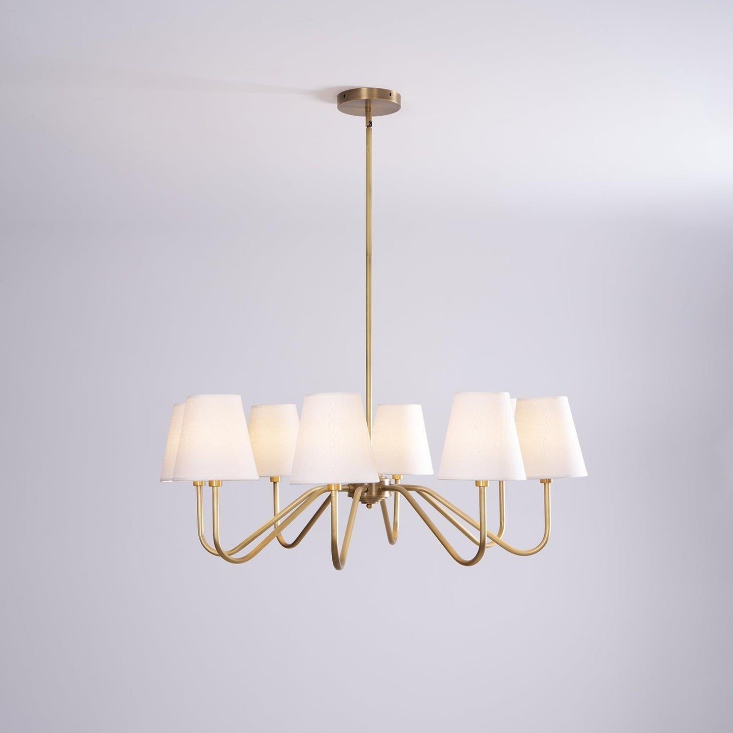 Brass Fabric Shade Adjustable Chandelier