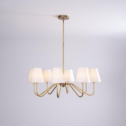 Brass Fabric Shade Adjustable Chandelier