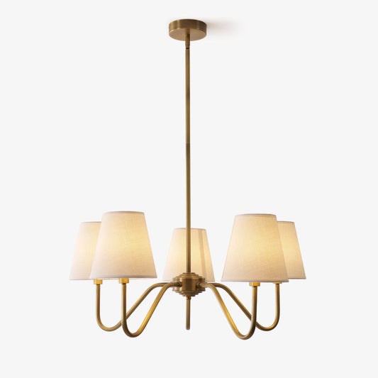 Brass Fabric Shade Adjustable Chandelier