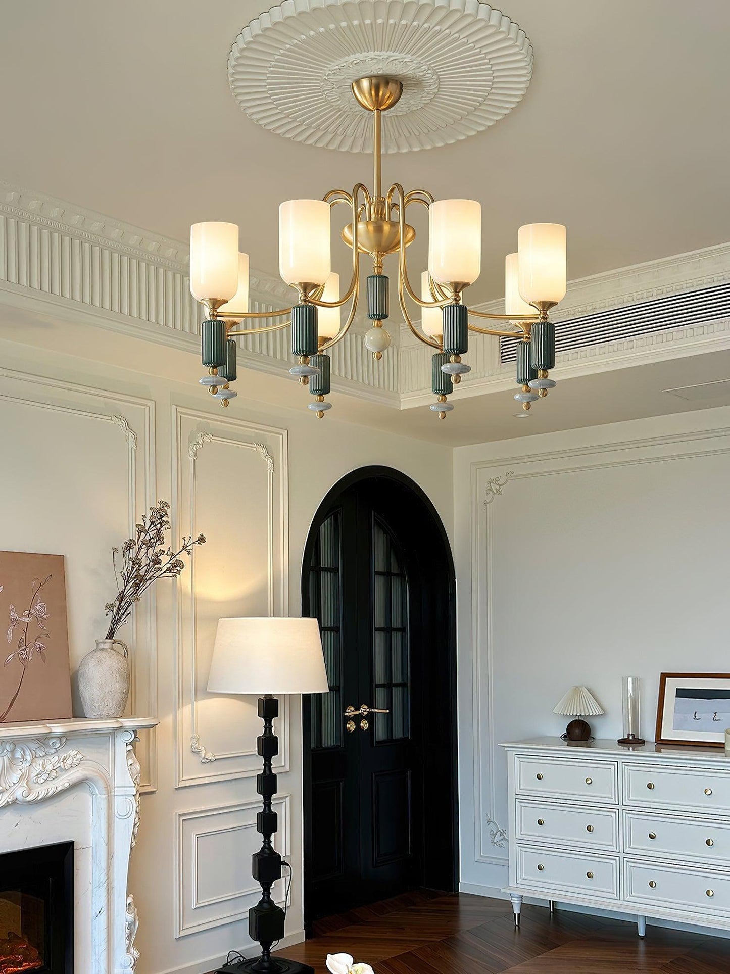 Timeless Luxury Fluted Accent Glass Shade Chandelier