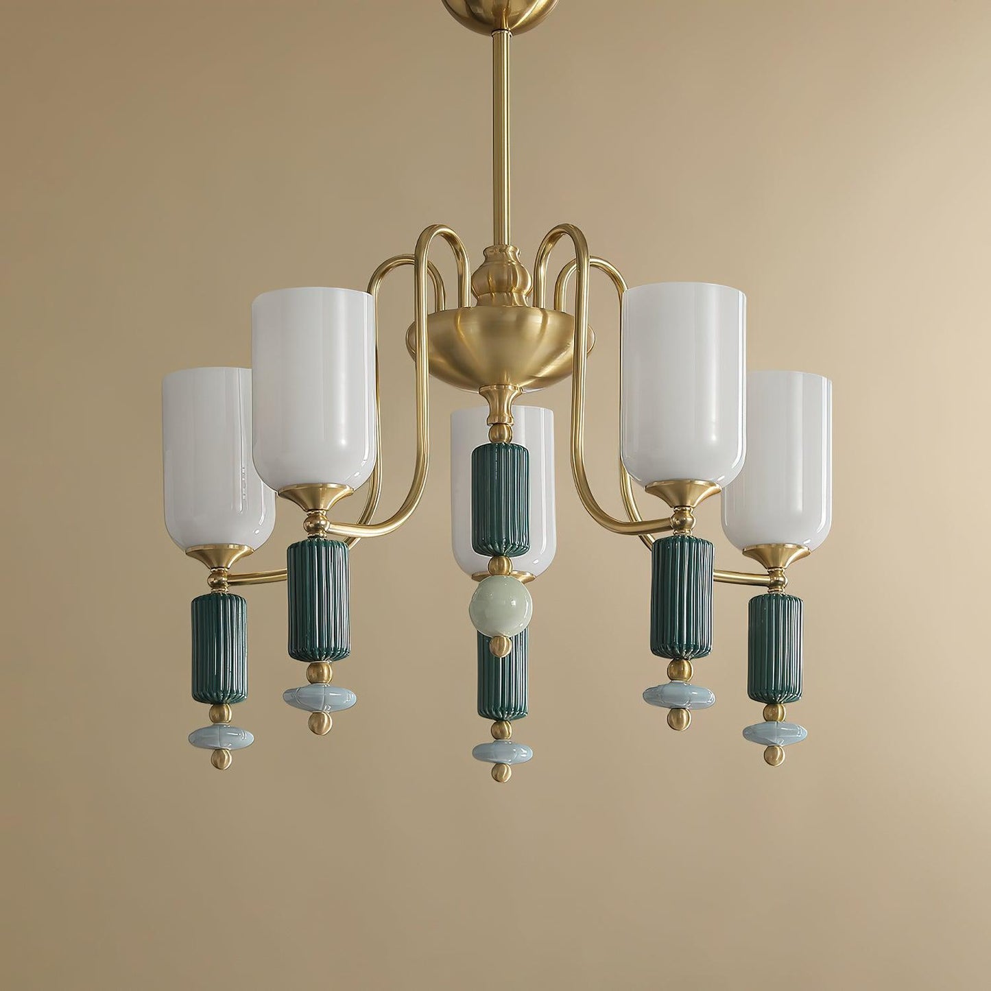 Timeless Luxury Fluted Accent Glass Shade Chandelier