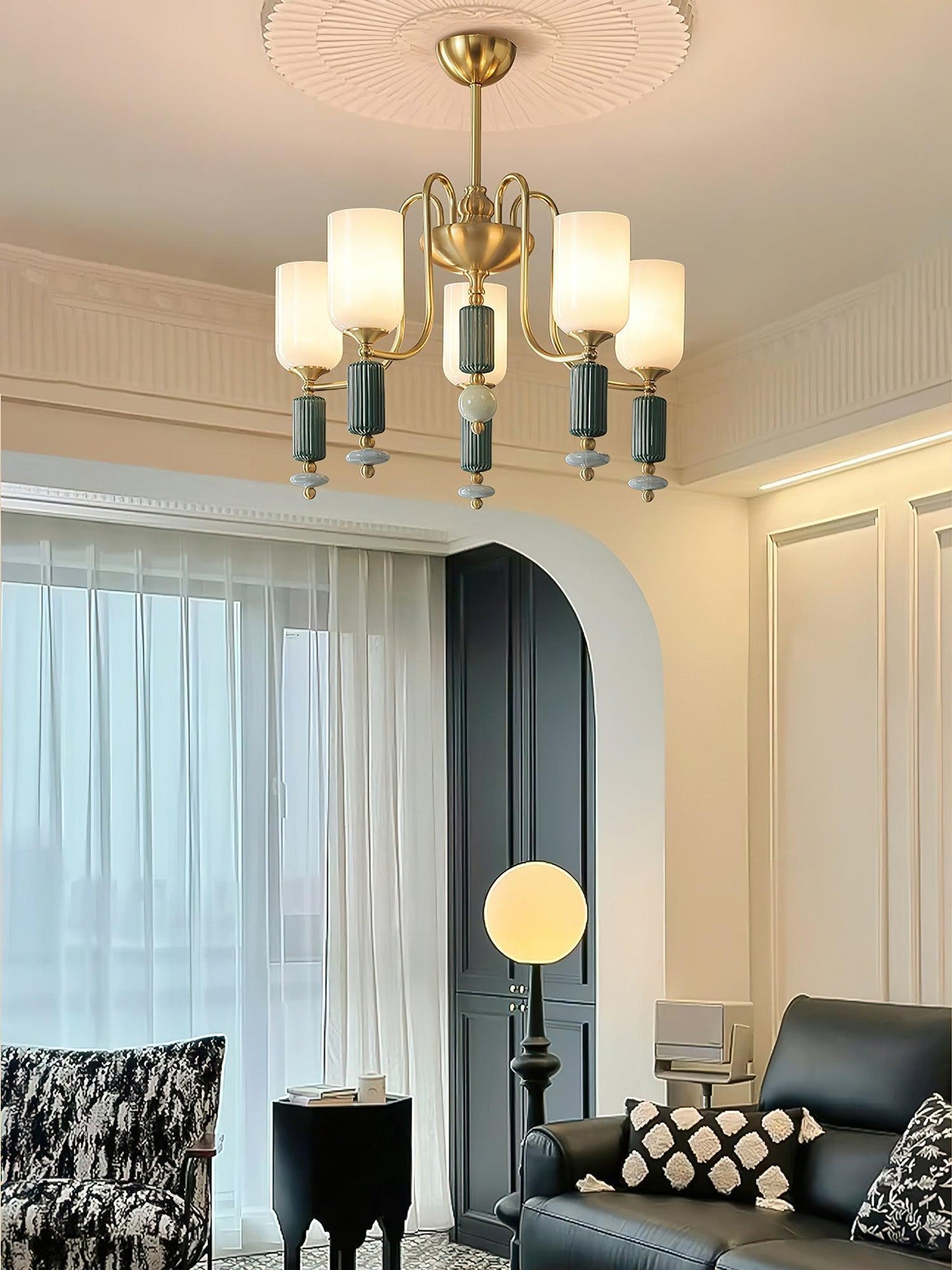 Timeless Luxury Fluted Accent Glass Shade Chandelier