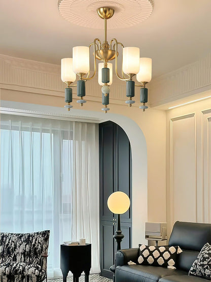 Timeless Luxury Fluted Accent Glass Shade Chandelier