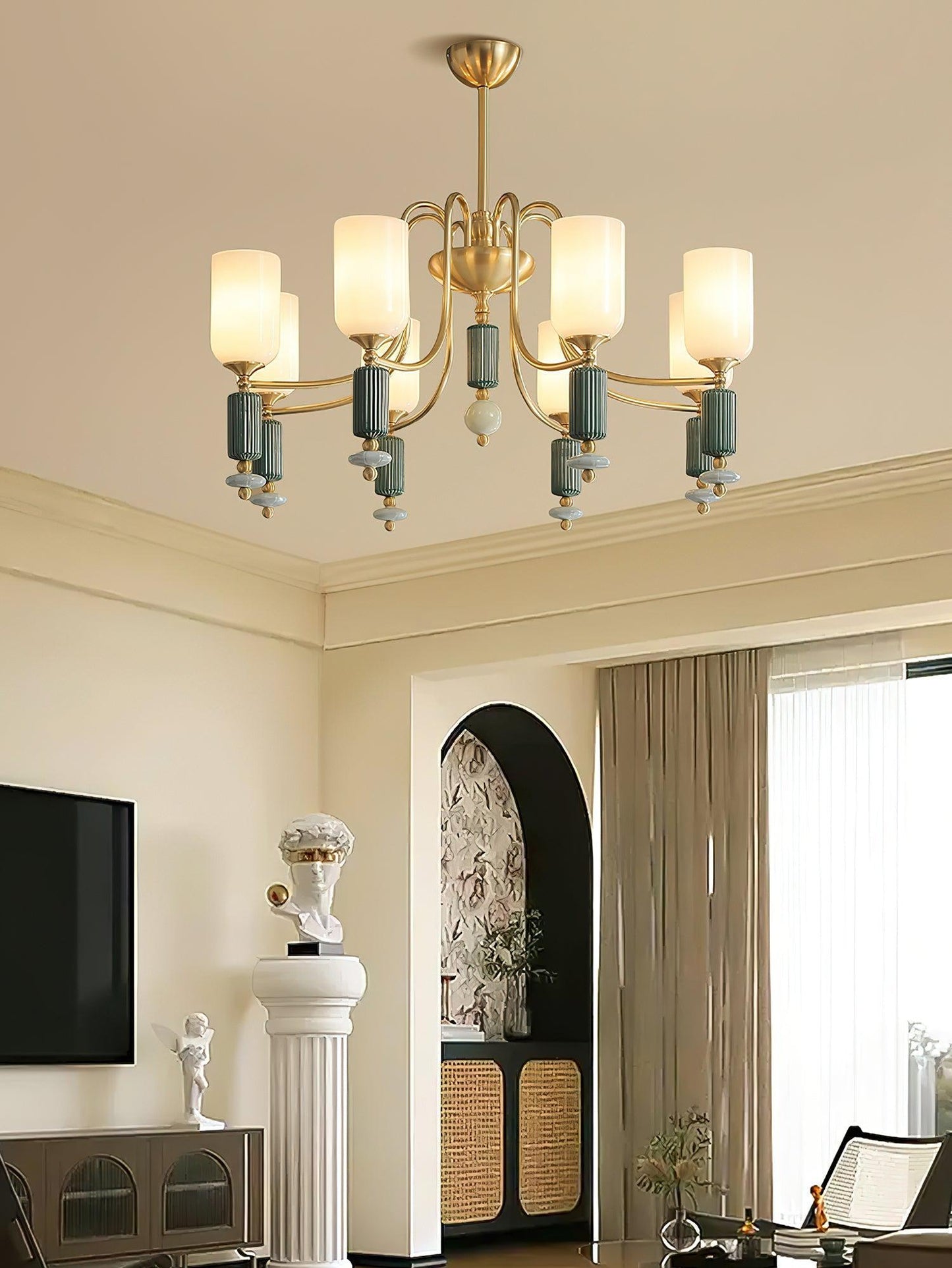 Timeless Luxury Fluted Accent Glass Shade Chandelier