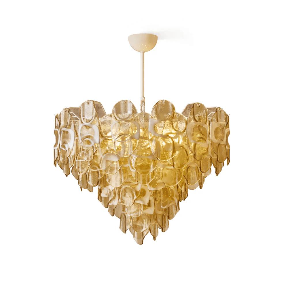 Amber Oval Glass Cascading Murano Style Chandelier