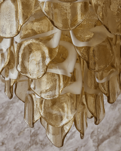 Amber Oval Glass Cascading Murano Style Chandelier