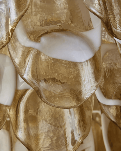 Amber Oval Glass Cascading Murano Style Chandelier