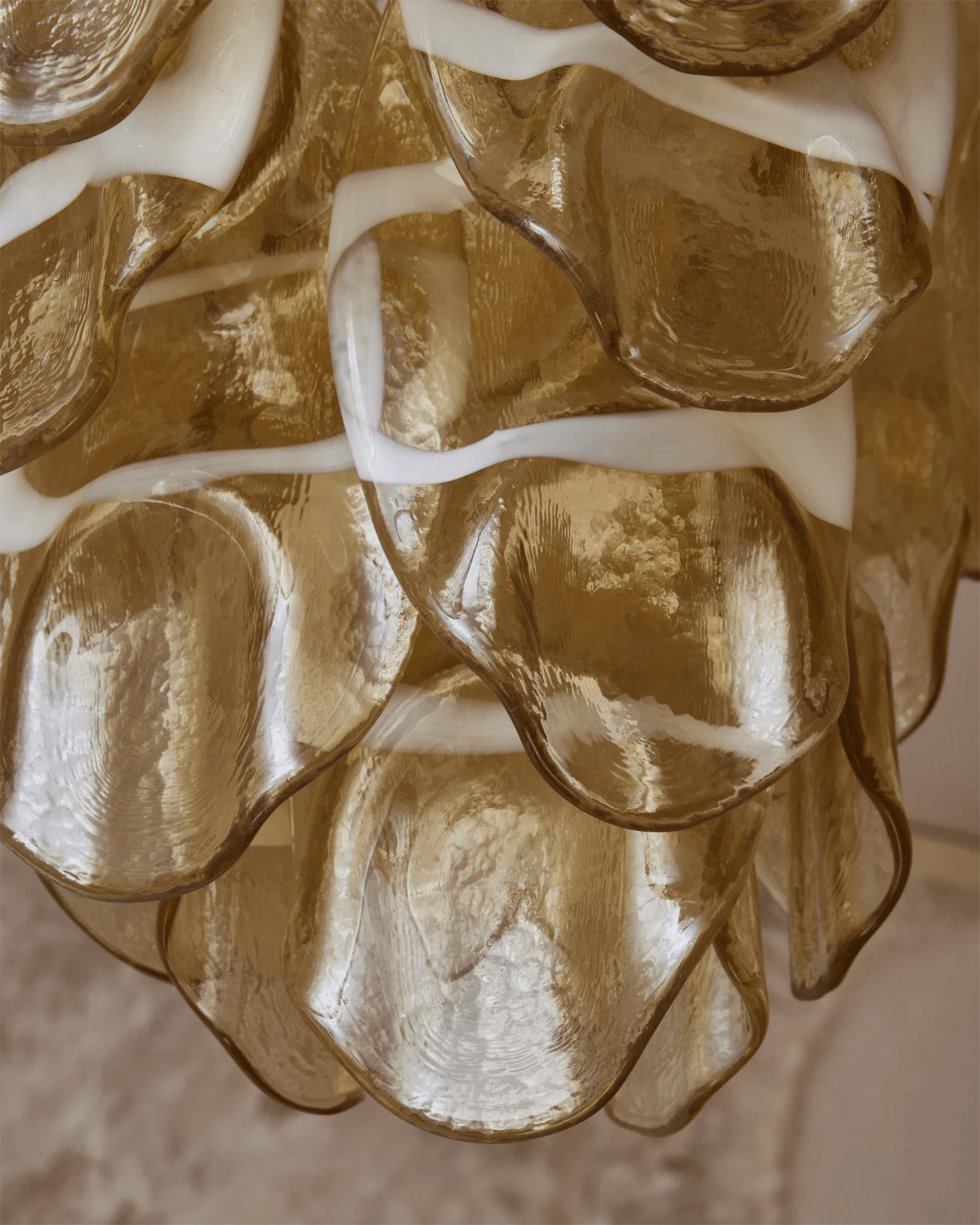 Amber Oval Glass Cascading Murano Style Chandelier