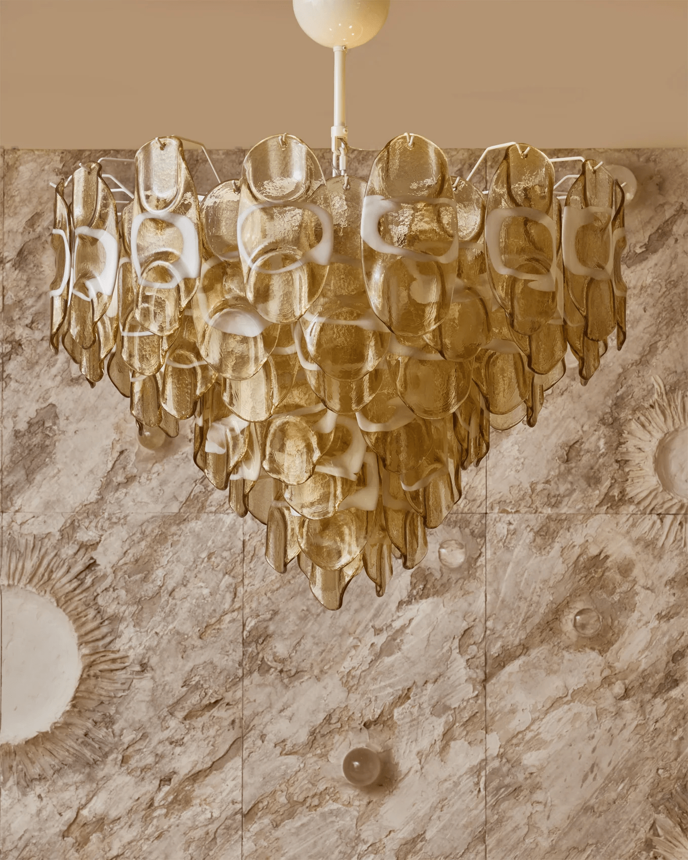 Amber Oval Glass Cascading Murano Style Chandelier