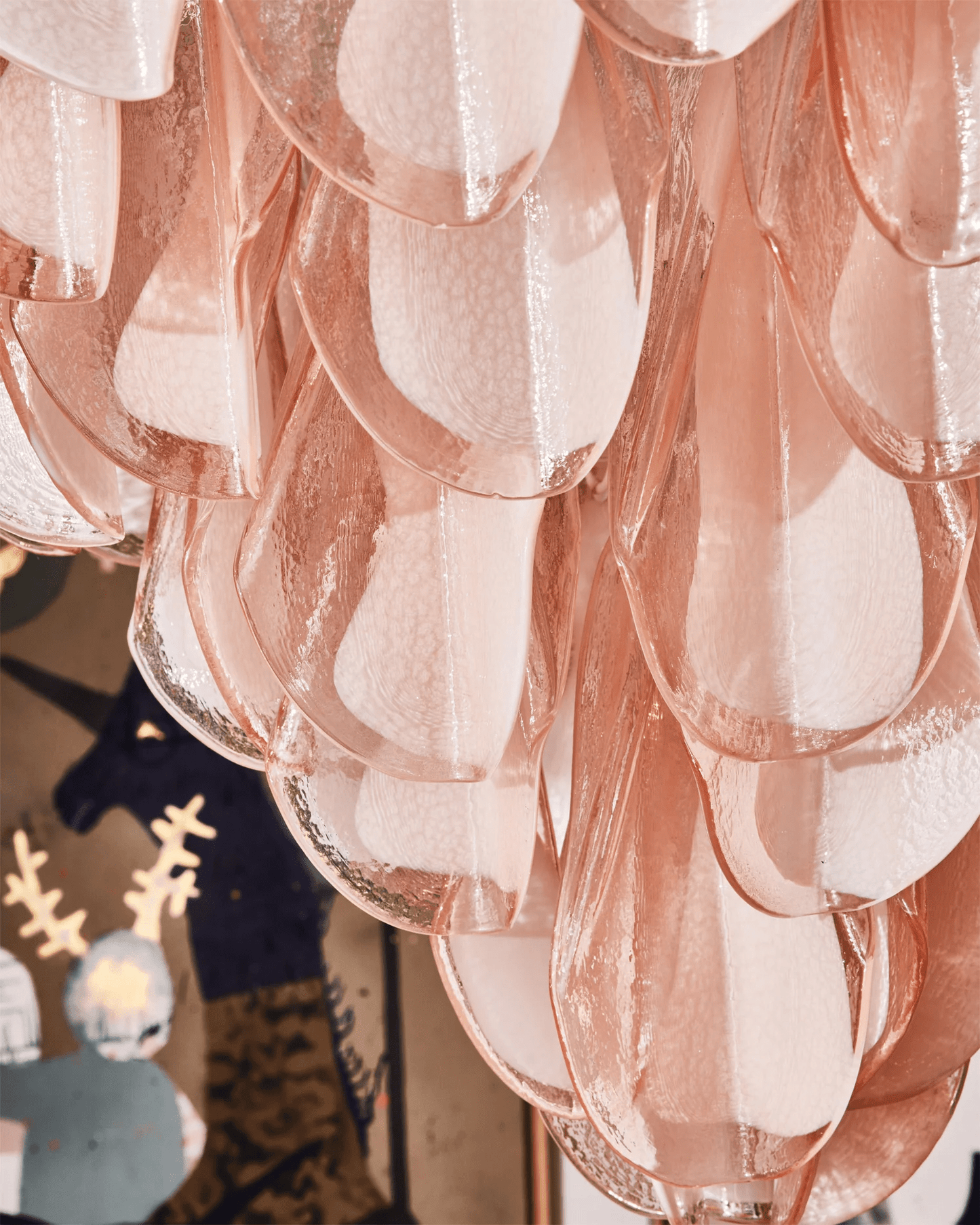 Amber Oval Glass Cascading Murano Style Chandelier