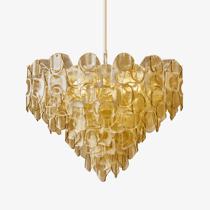 Amber Oval Glass Cascading Murano Style Chandelier