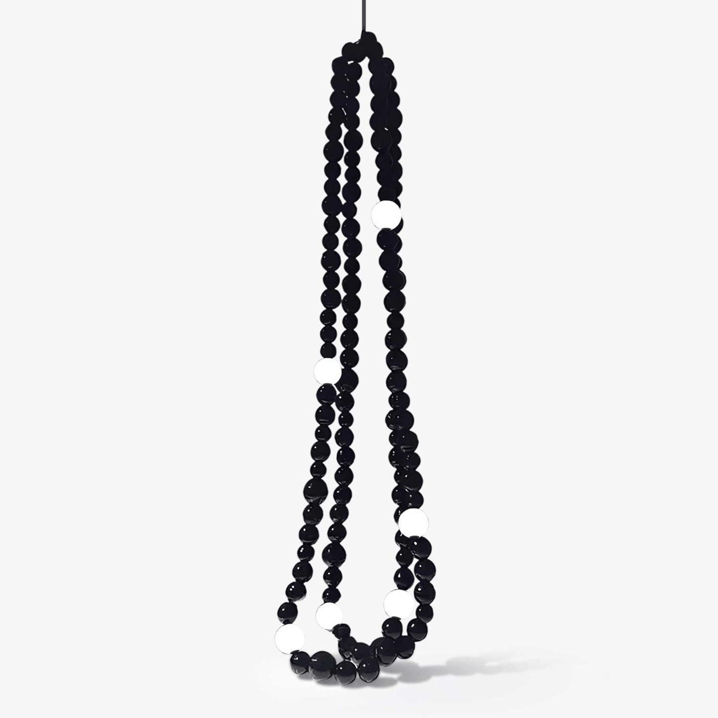Matte Black Glass Orb Cascading Beads Chandelier