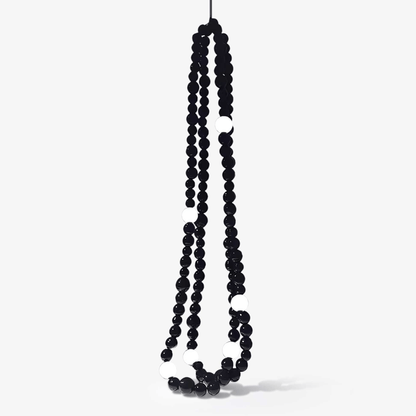 Matte Black Glass Orb Cascading Beads Chandelier