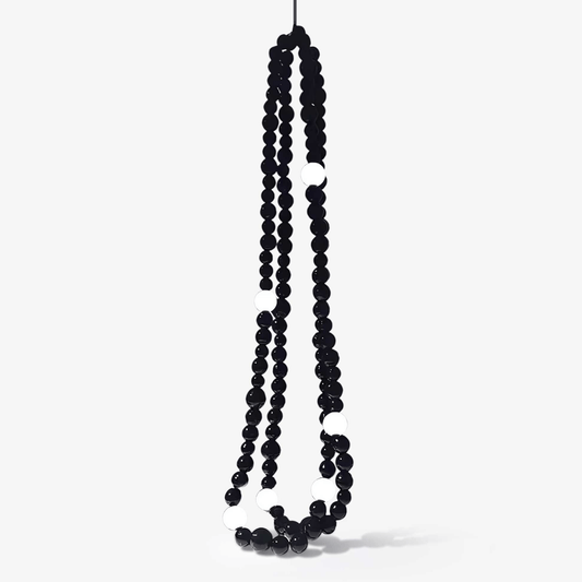 Matte Black Glass Orb Cascading Beads Chandelier