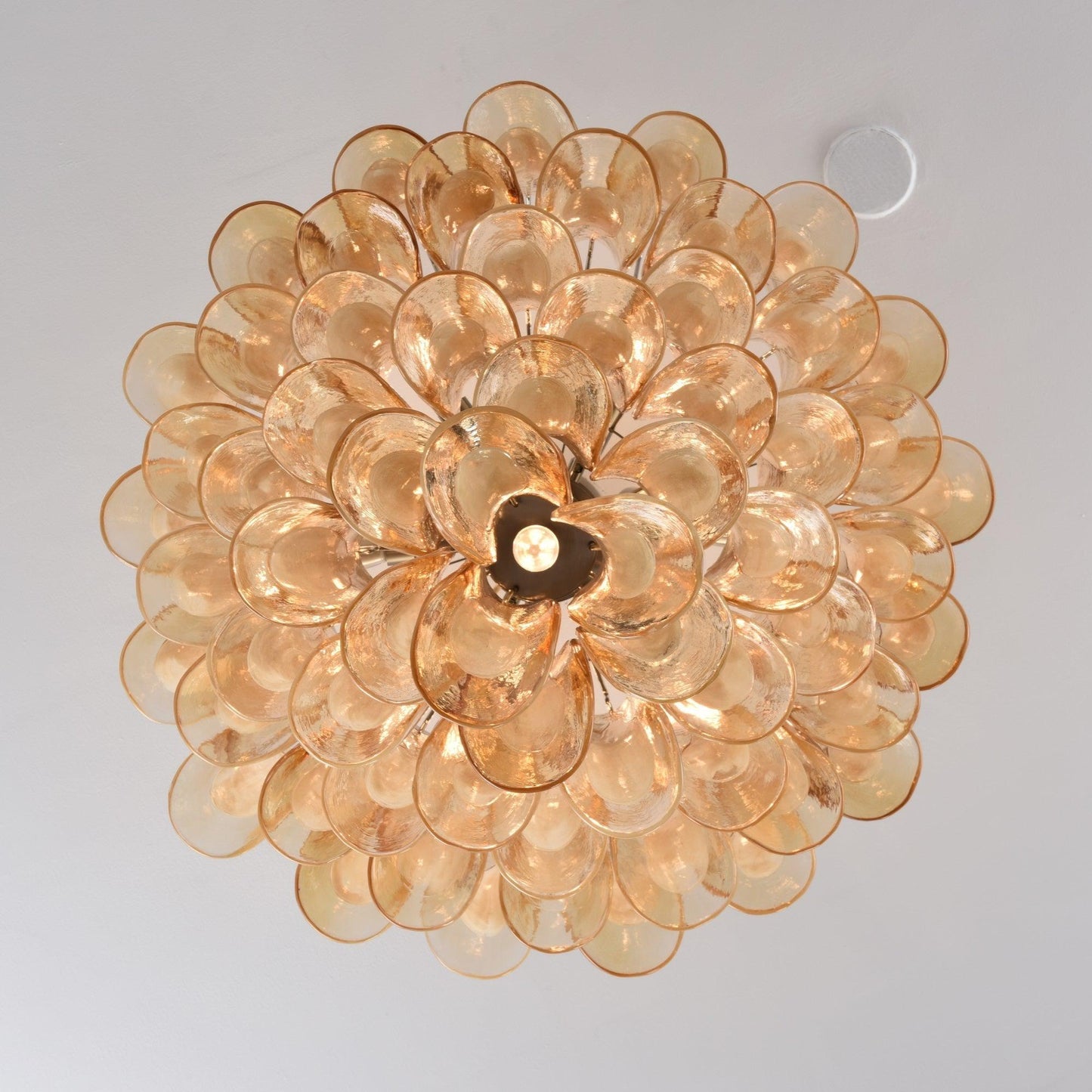 Amber Glass Petal Tiered Cascading Chandelier