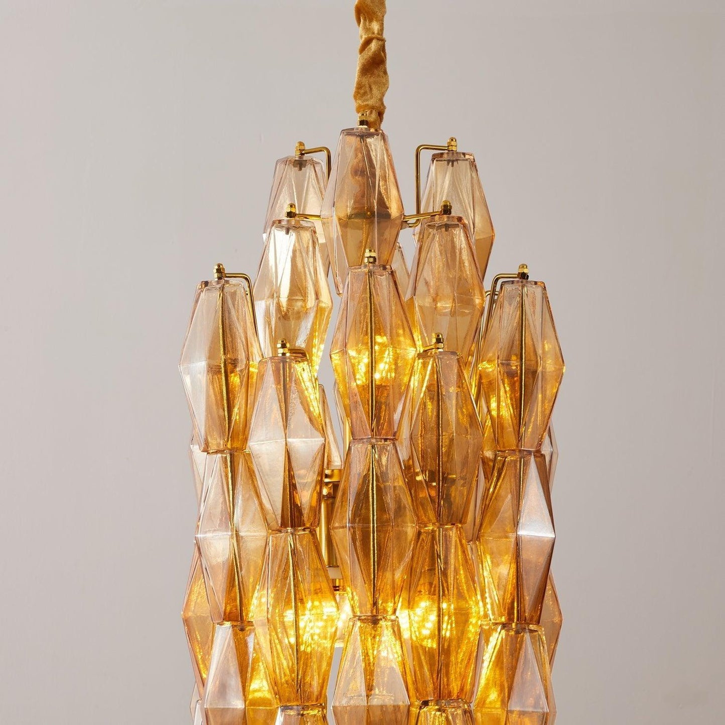 Tiered Long Amber Prism Chandelier