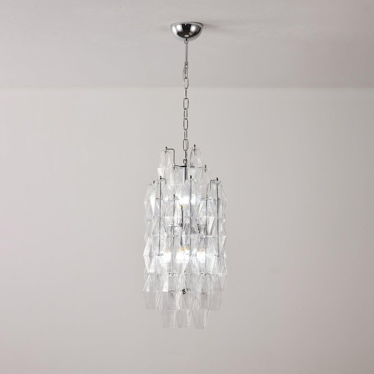 Tiered Long Amber Prism Chandelier