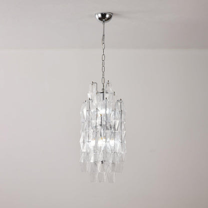 Tiered Long Amber Prism Chandelier