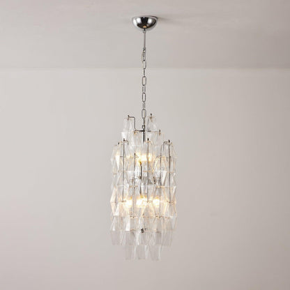 Tiered Long Amber Prism Chandelier