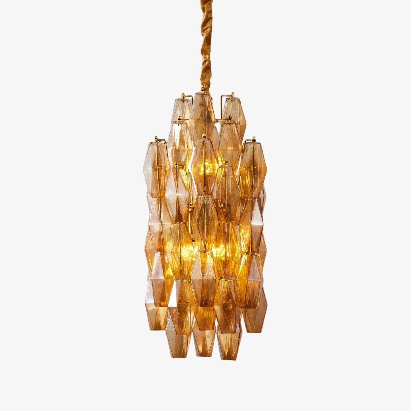 Tiered Long Amber Prism Chandelier