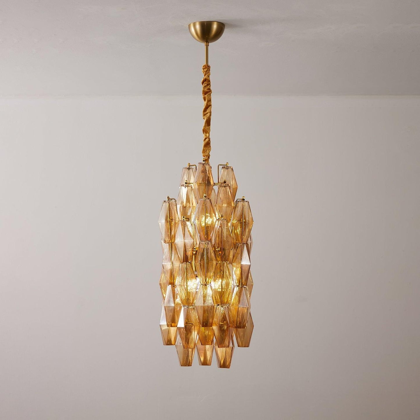 Tiered Long Amber Prism Chandelier