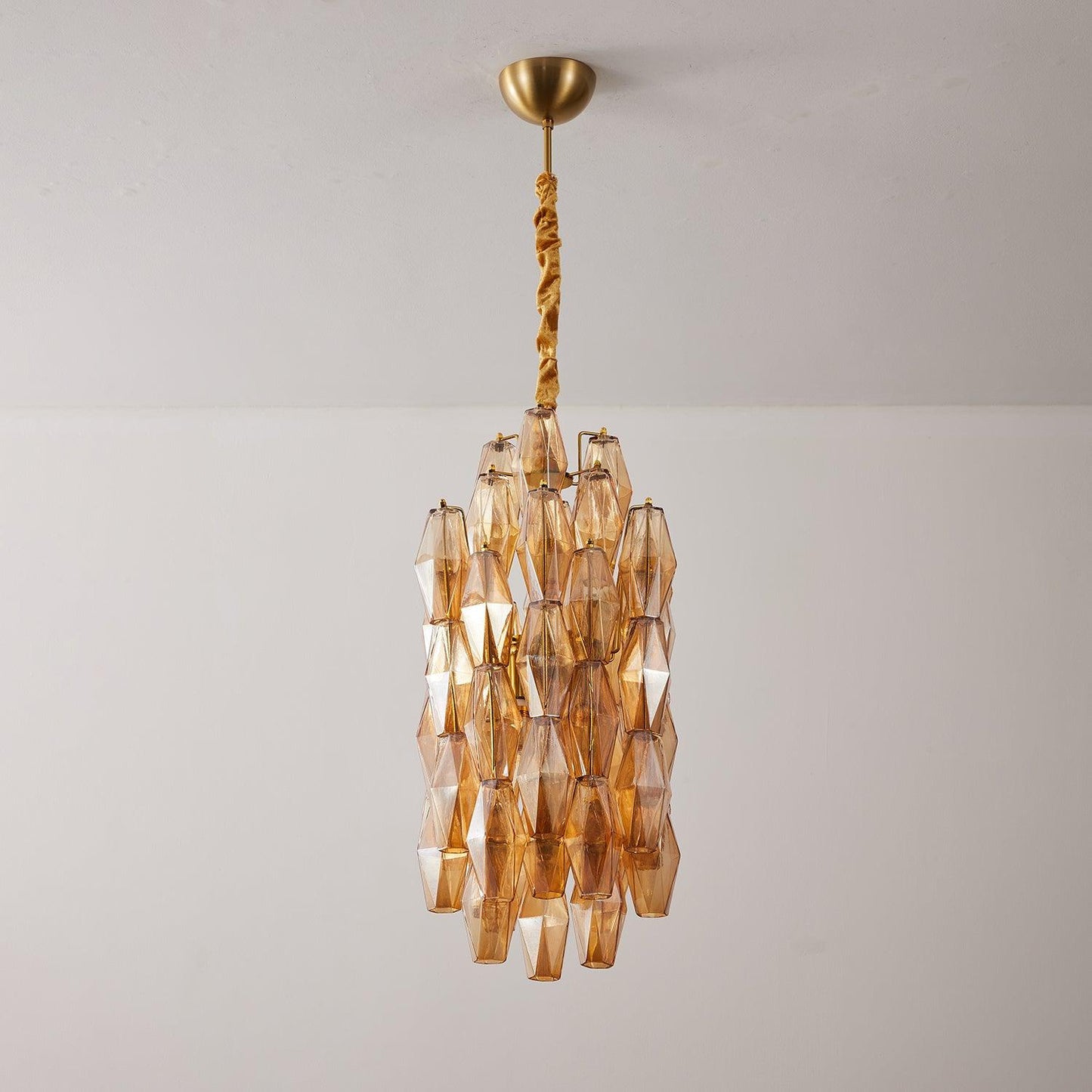 Tiered Long Amber Prism Chandelier