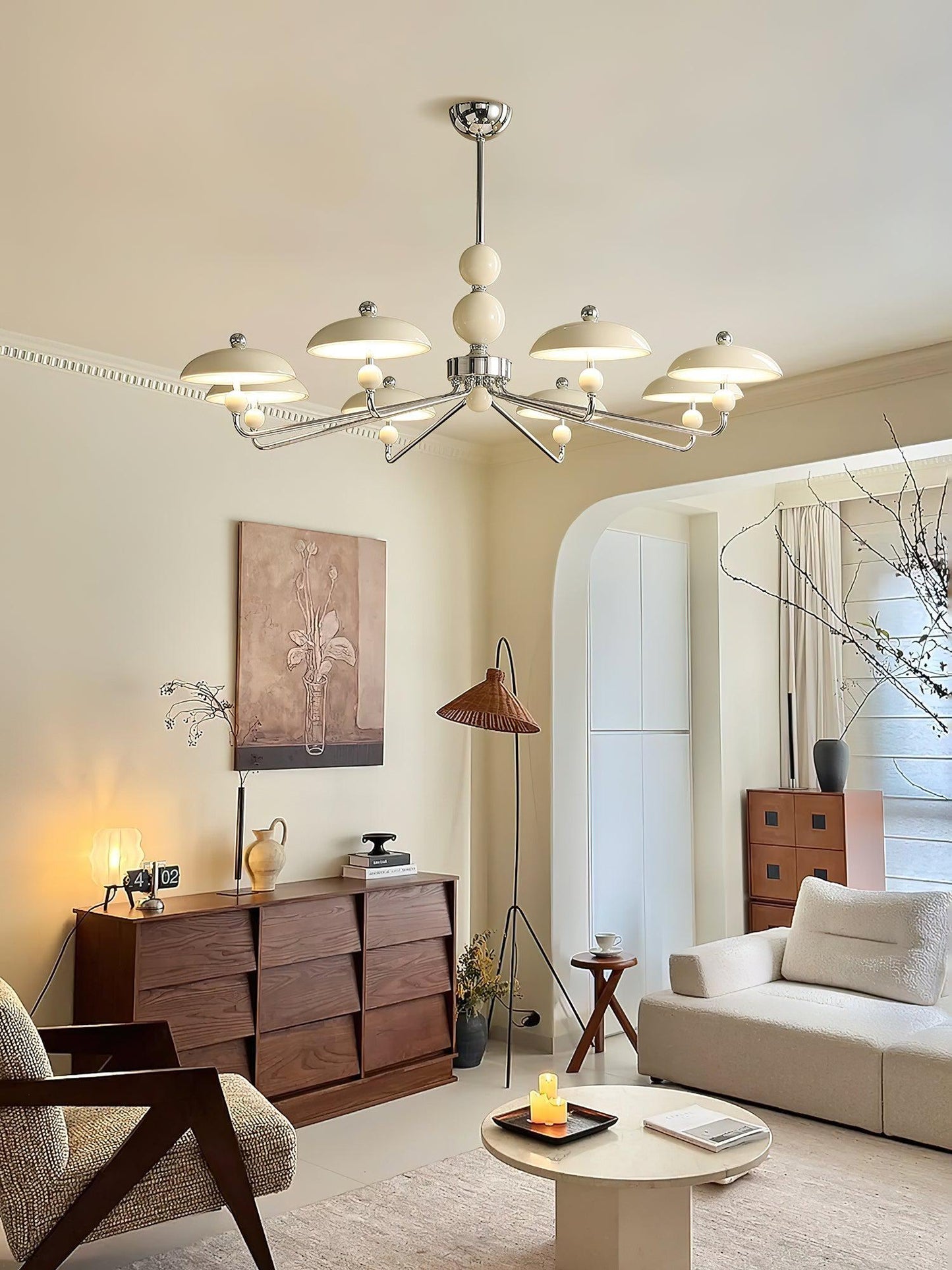 Disc Shade Spherical Accent Chrome Acrylic Chandelier