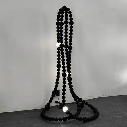 Matte Black Glass Orb Cascading Beads Chandelier