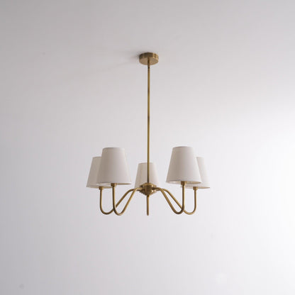 Brass Fabric Shade Adjustable Chandelier