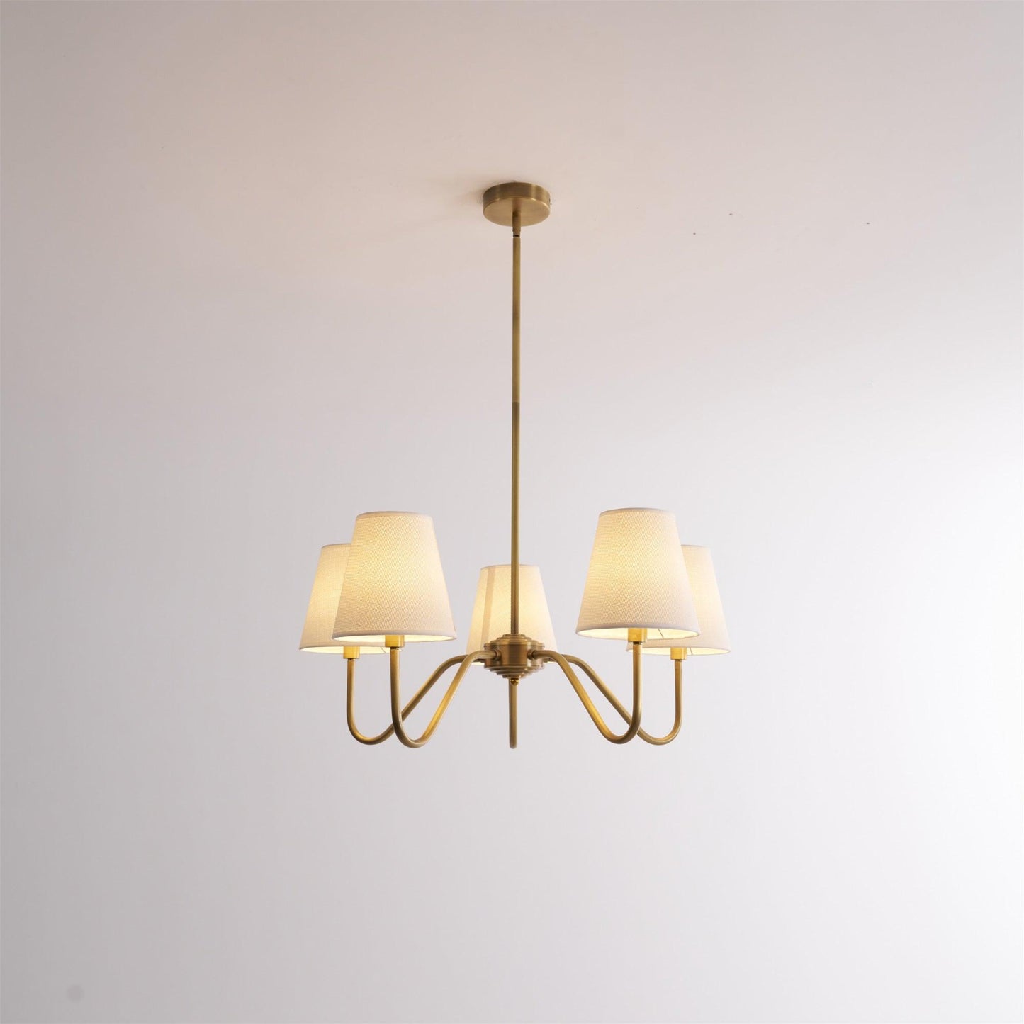 Brass Fabric Shade Adjustable Chandelier