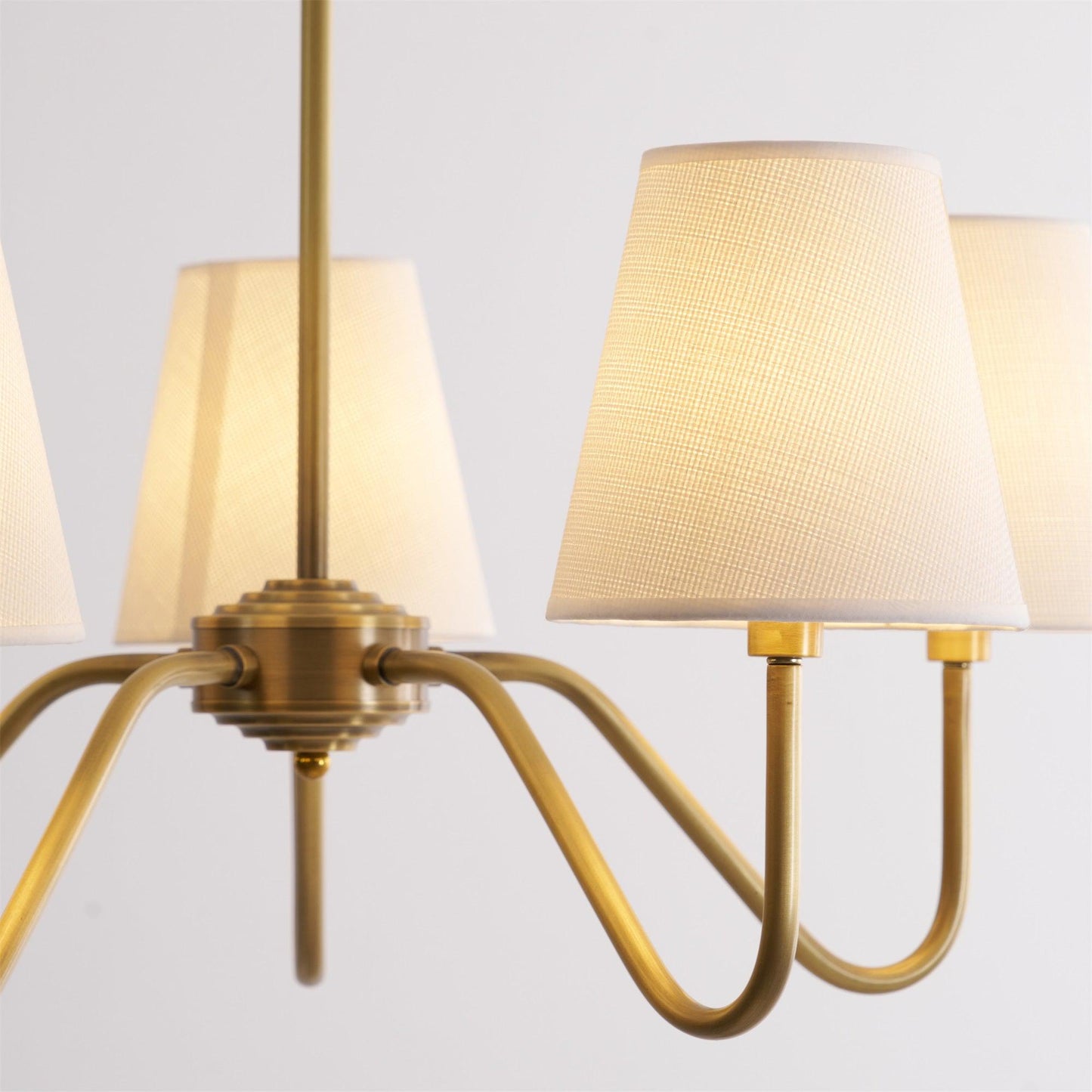 Brass Fabric Shade Adjustable Chandelier