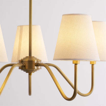 Brass Fabric Shade Adjustable Chandelier