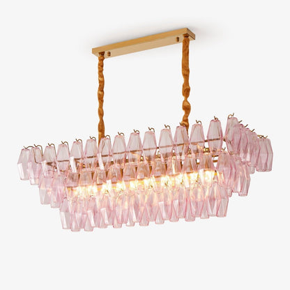Romantic Modern Gold Rose Tinted Glass Chandelier
