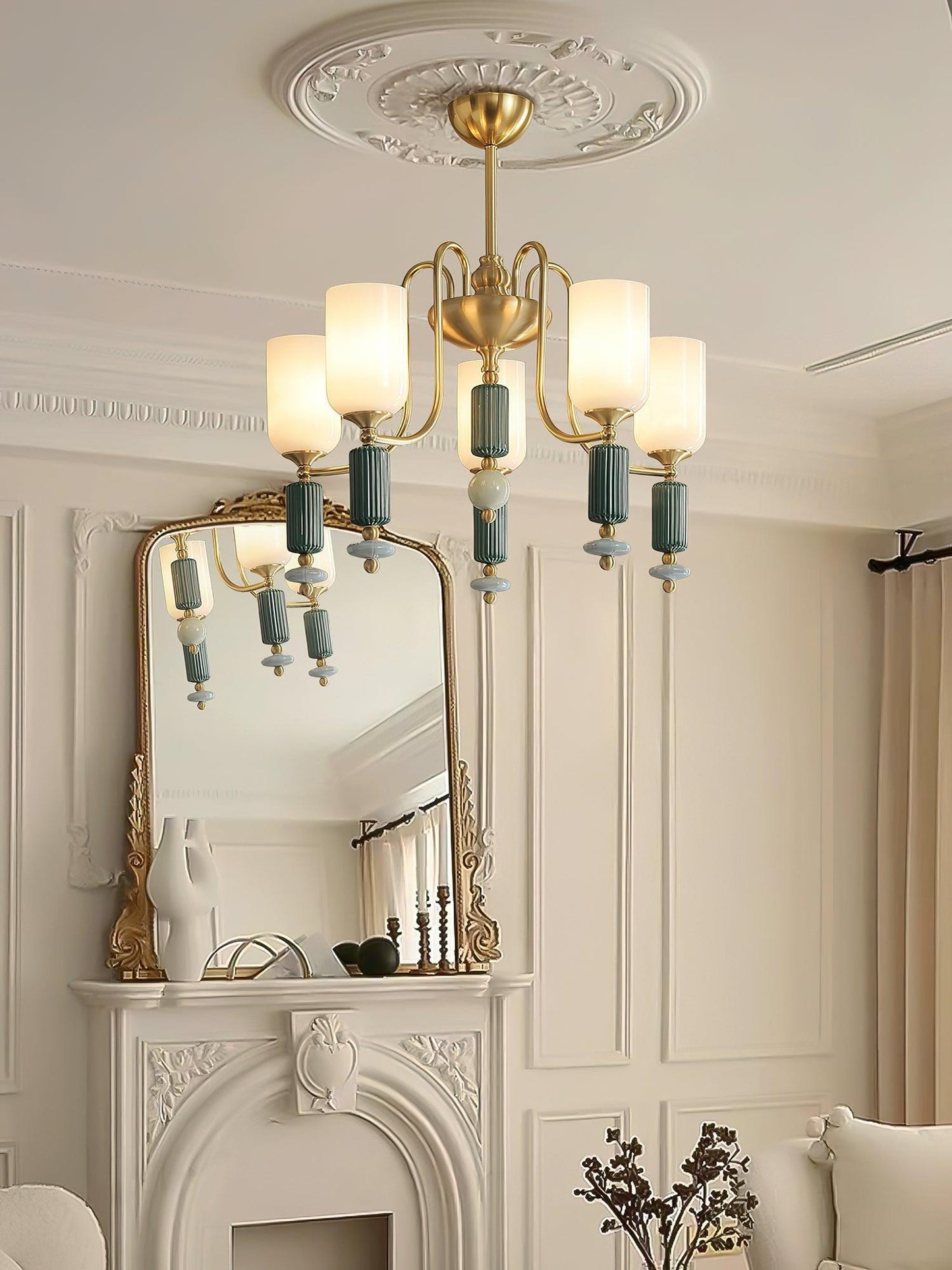 Timeless Luxury Fluted Accent Glass Shade Chandelier